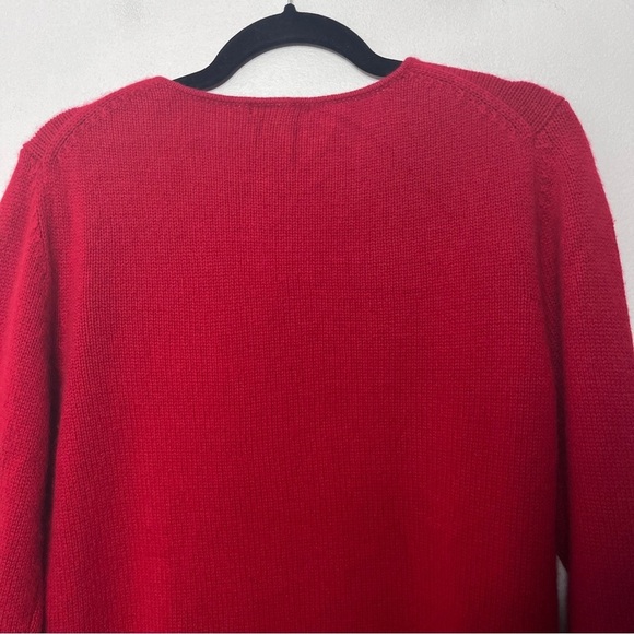 Alfani 100% Cashmere V-neck Chunky Knit Long Sleeve Sweater Women's Large Red - Picture 4 of 7